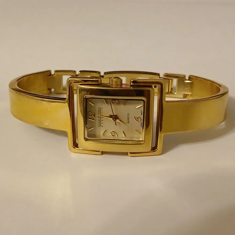 VTG 90s Joan Rivers Classics Gold Tone MOP Dial Quartz Bangle Women's Watch 19mm